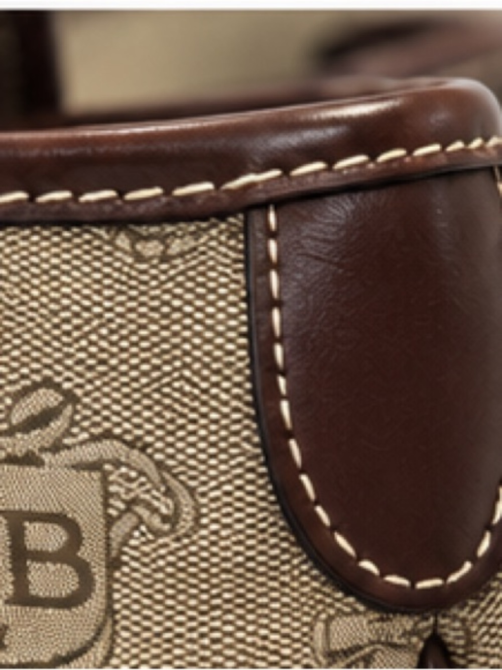 Dooney & Bourke Beige Monogram Tote with Dark Brown Leather Trim - Picture 7 of 9
